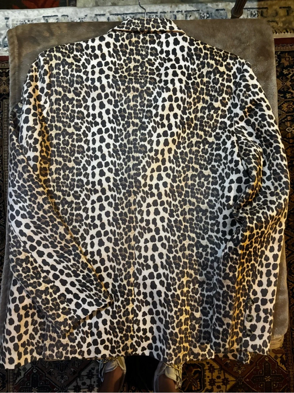 Leopard Print Single-Breasted Blazer - Brown/Black